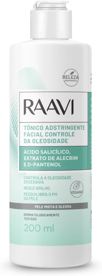 Raavi - Tônico Adstringente Facial Controle da Oleosidade Pele Mista e Oleosa 200ml