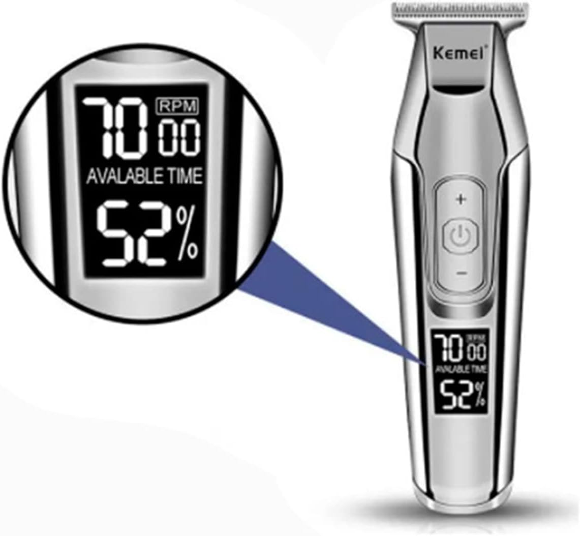 KEMEI XSH-5027 Aparador de cabelo masculino sem fio, recarregável por USB, Prata - Image 3