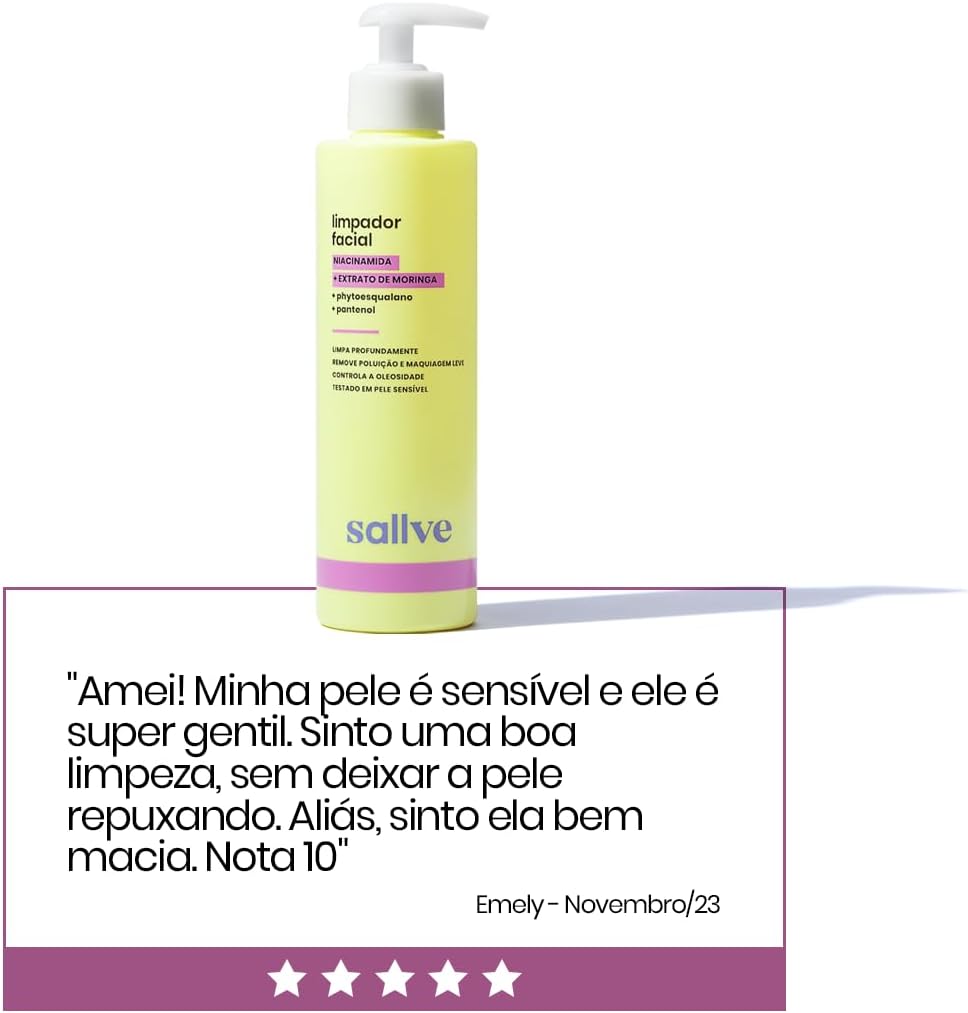 Sallve Limpador Facial 300Ml - Niacinamida Extrato De Moringa - Image 6