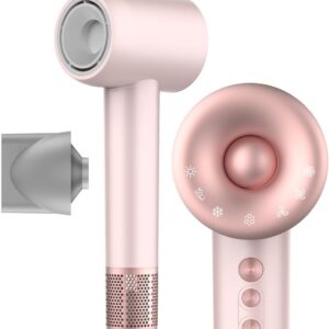 Secador de Cabelo Profissional ‎ROMANTIC CROWN 1500W, Rosa, Baixo Ruído, Íons Negativos, Portátil, 127v/20A