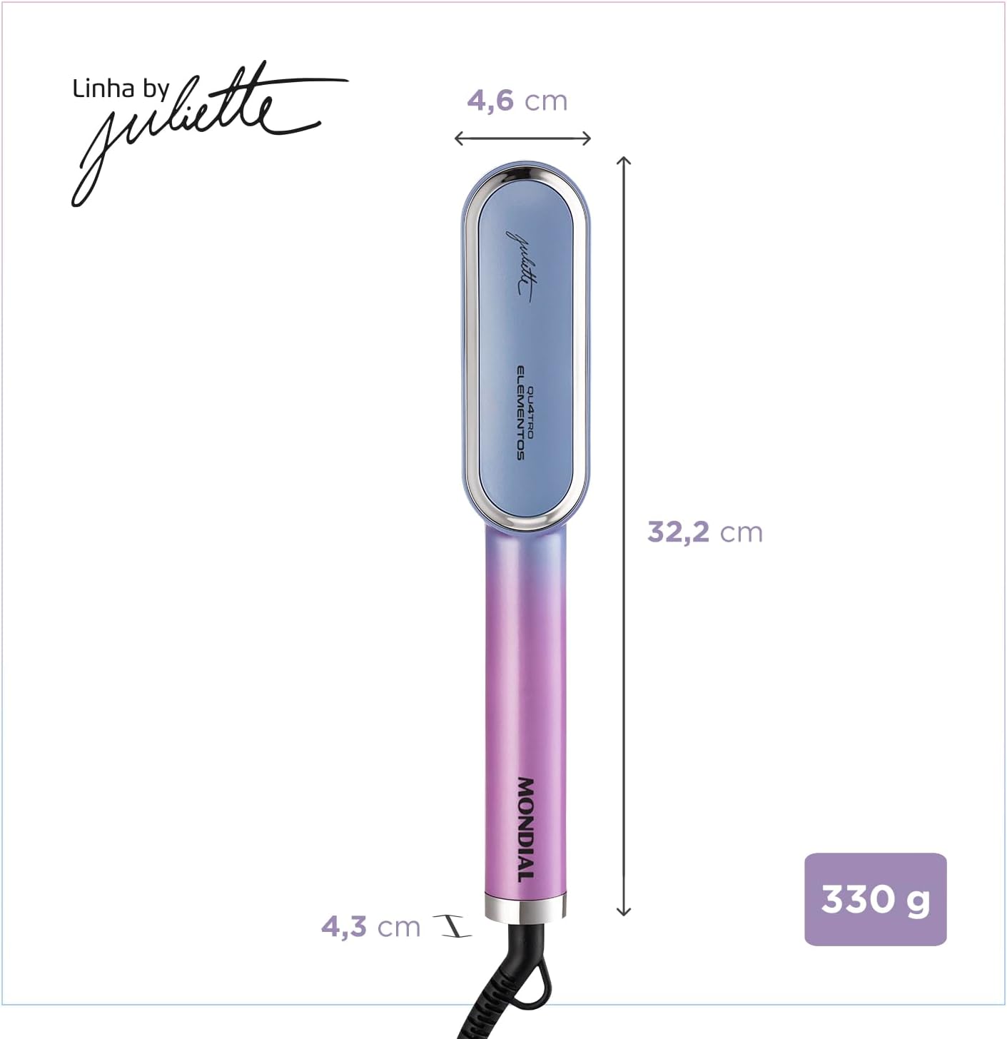 Escova Alisadora By Juliette, Mondial, Azul/Rosa, 36W, Bivolt - EA-JU-03 - Image 9