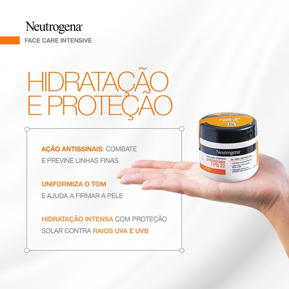 Neutrogena Hidratante Facial Antissinais Face Care Intensive FPS 22, 100g - Image 4