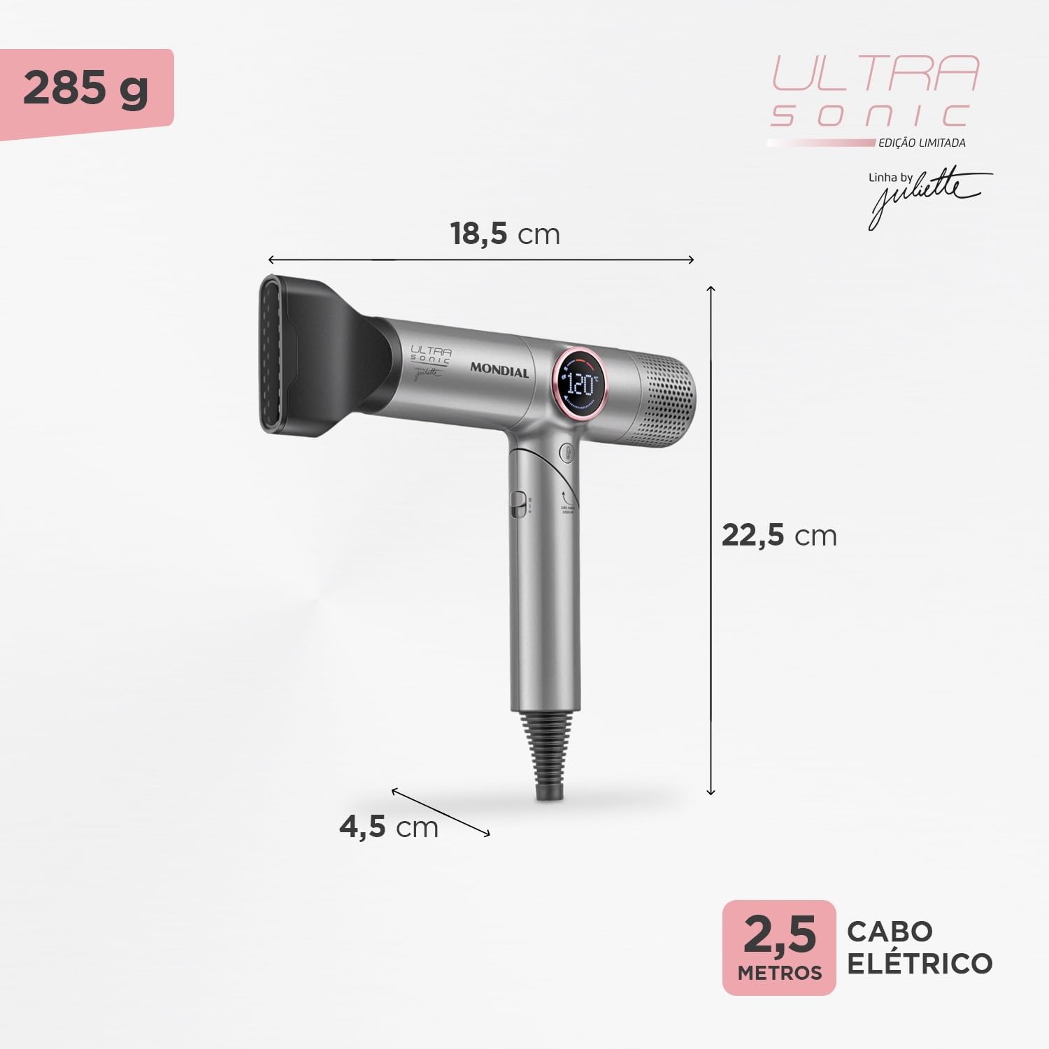 Secador Mondial Ultra Sonic By Juliette BLDC com Cabo Dobrável 127V - SCP-JU-04-US - Image 9