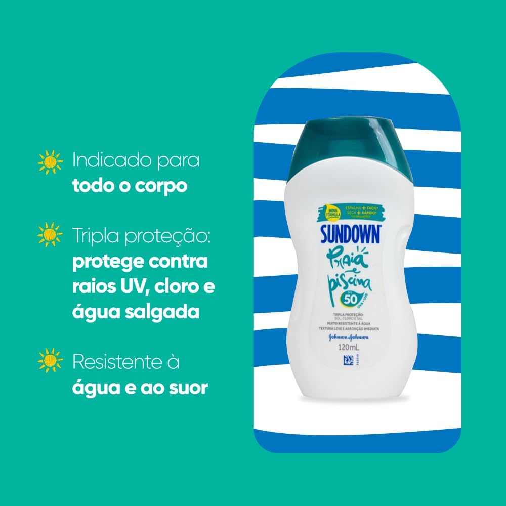 Sundown Protetor Solar Corpo e Rosto Praia e Piscina FPS 50, 120ml, 200ml e 350ml - Image 4