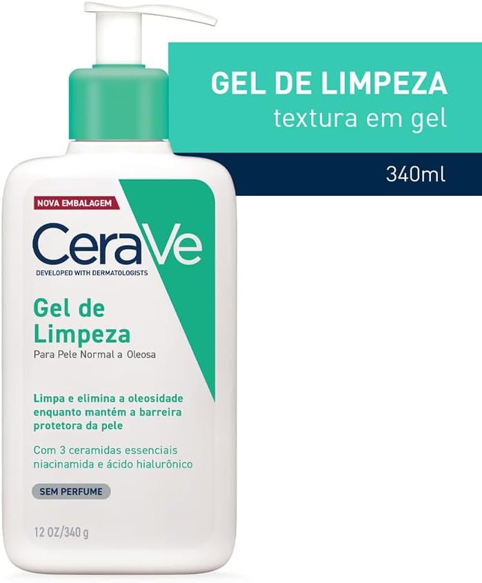 CeraVe, Gel de Limpeza Facial para pele oleosa, com Ácido Hialurônico e Niacinamida, 454g