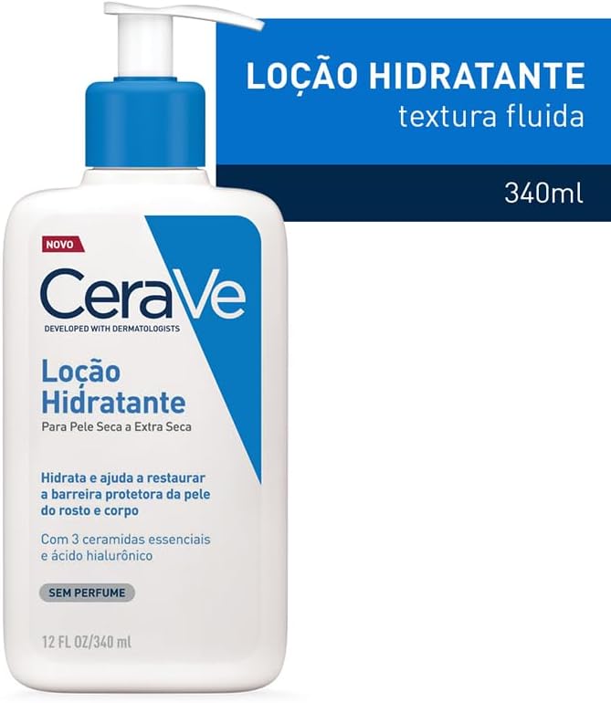 CeraVe, Loção Hidratante Corporal, com textura Fluida e Ácido Hialurônico 340g