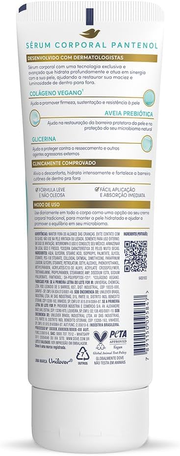 Dove Sérum Hidratante Corporal sem Perfume Pantenol + Dermo Reparador 180ml - Image 2