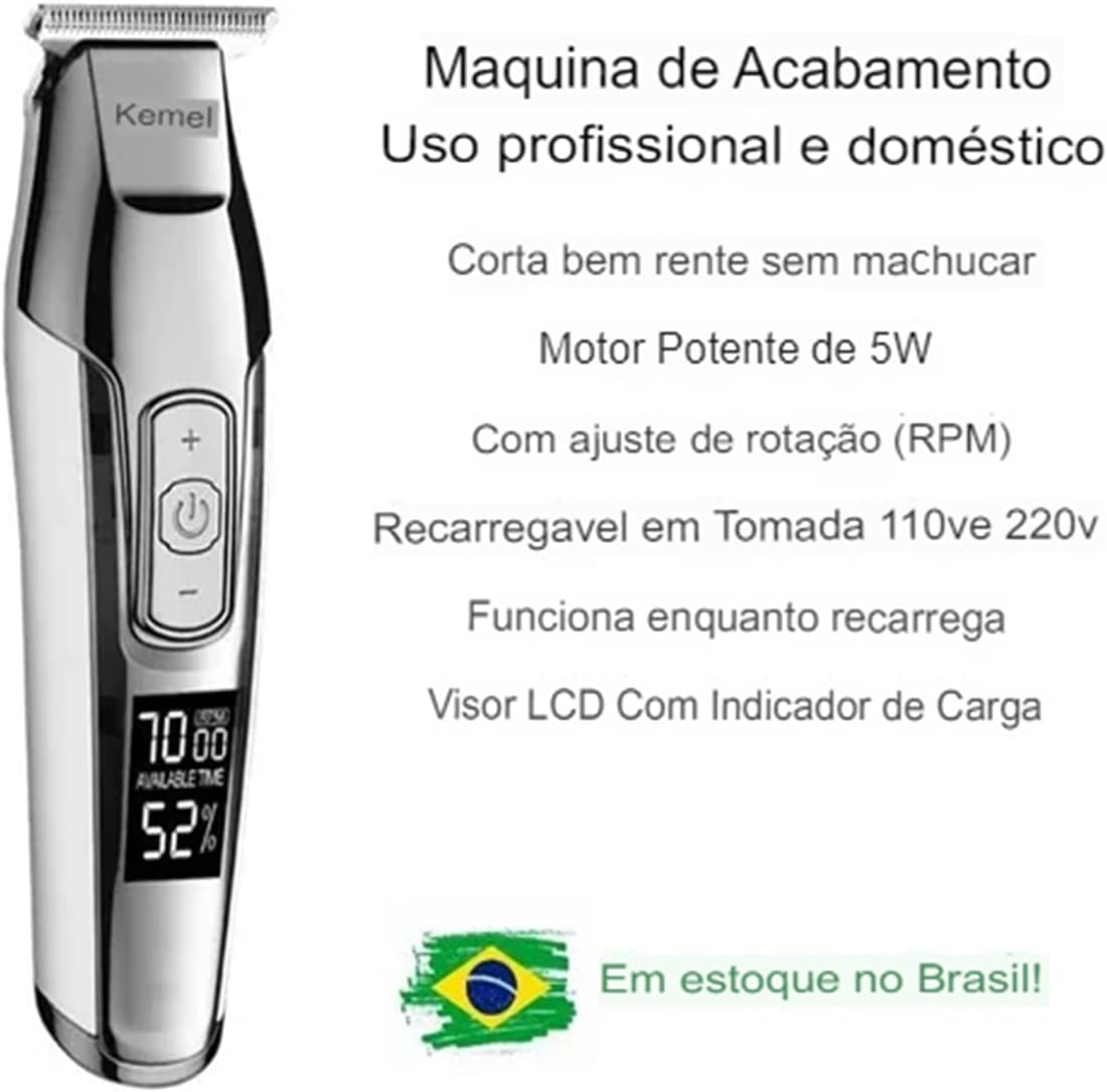 KEMEI XSH-5027 Aparador de cabelo masculino sem fio, recarregável por USB, Prata - Image 4