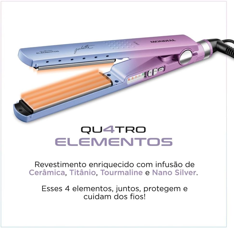 Prancha Alisadora By Juliette, Mondial, Azul/Rosa, 60W, Bivolt - P-JU-03 - Image 4