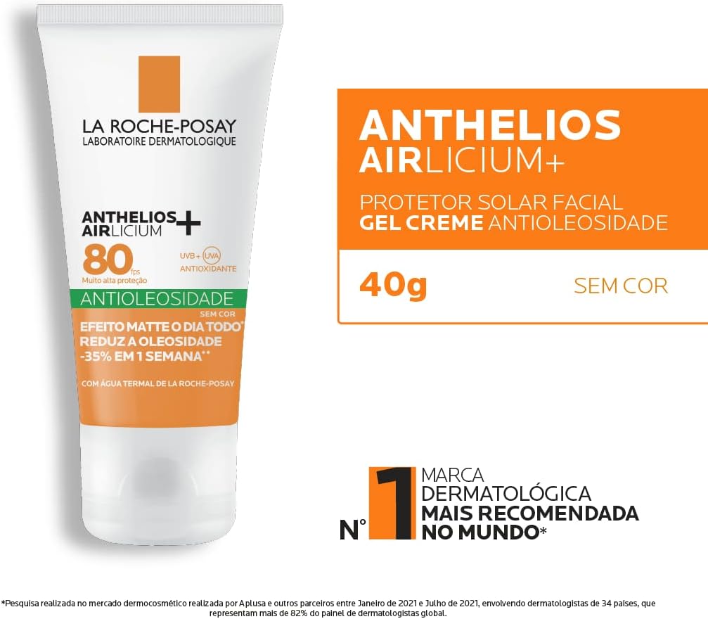 La Roche-Posay Anthelios Airlicium, Protetor Solar Facial Antioleosidade FPS80 40g - Image 3