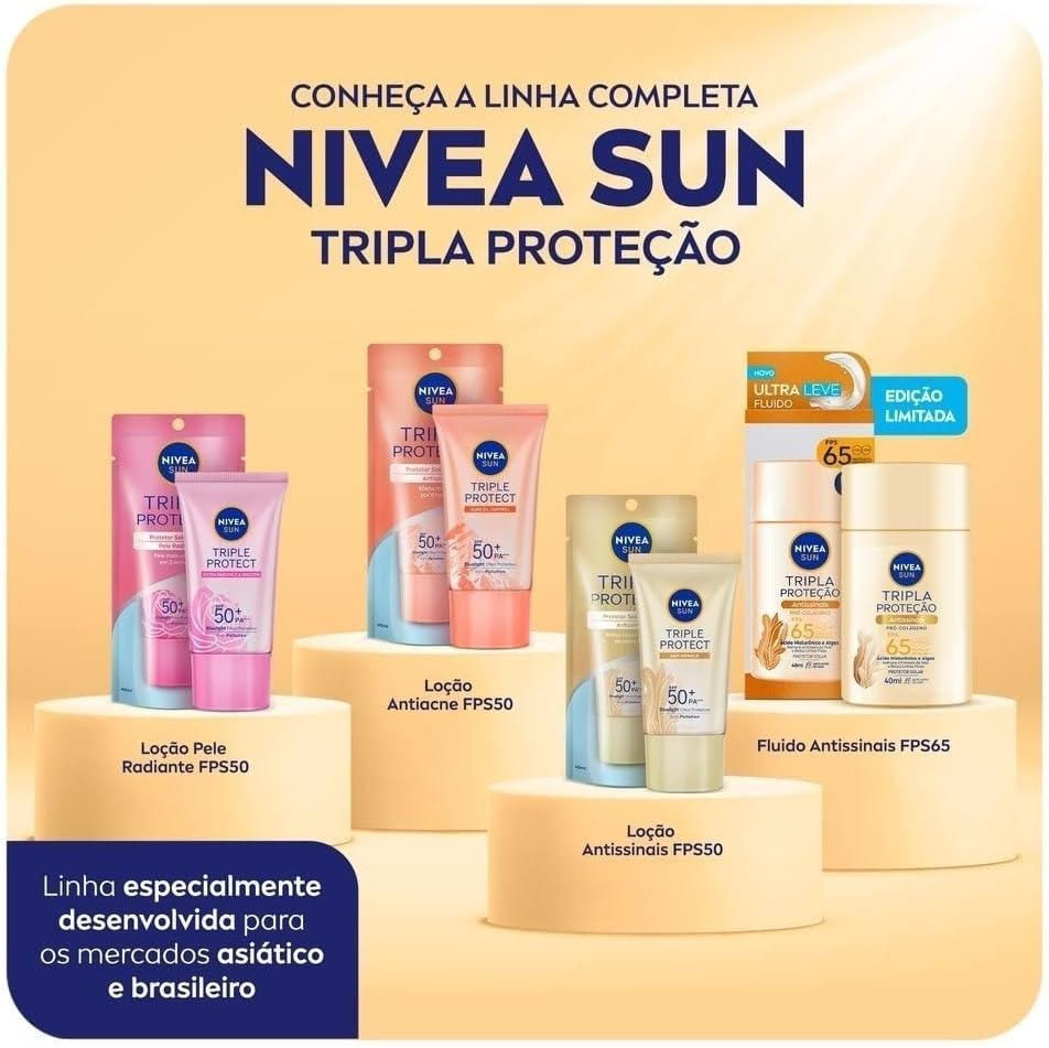 NIVEA SUN Protetor Solar Fluido Facial Tripla Proteção Antissinais FPS 65 40ml - Image 4