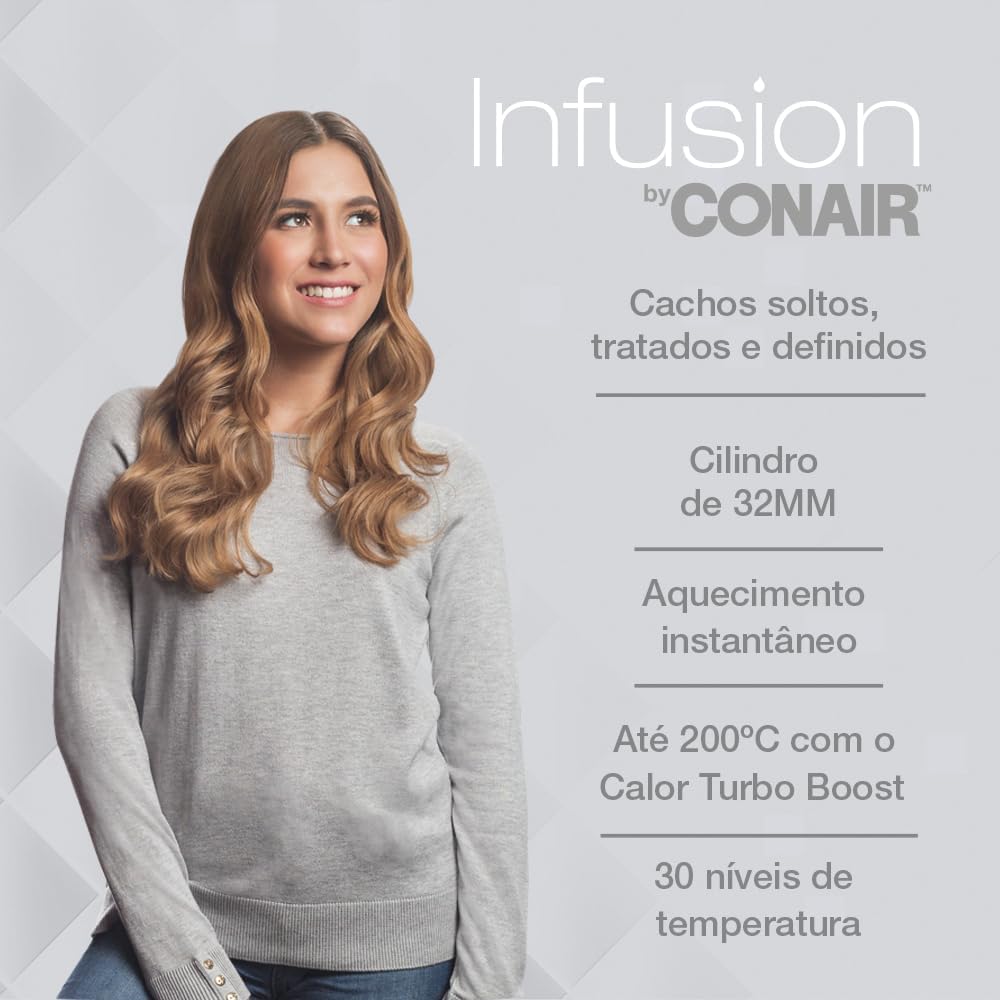Modelador de Cachos Conair Double Ceramic 32mm Branco Bivolt - Image 3