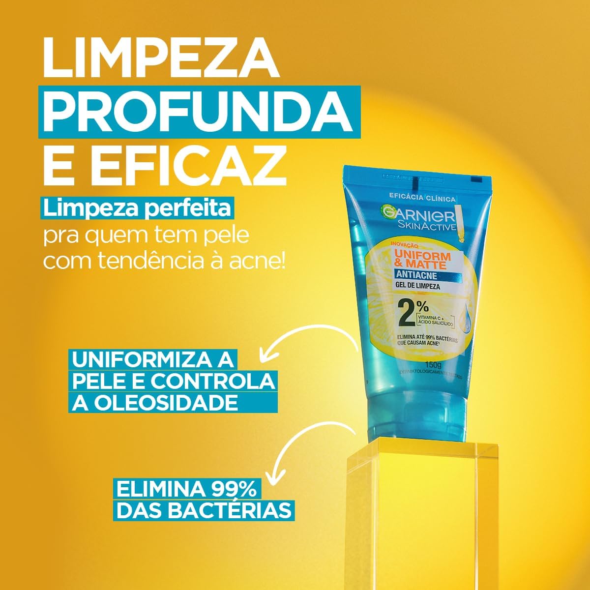 Garnier Uniform & Matte, Gel de Limpeza Facial com Ácido Salicílico e Vitamina C, 150g - Image 4
