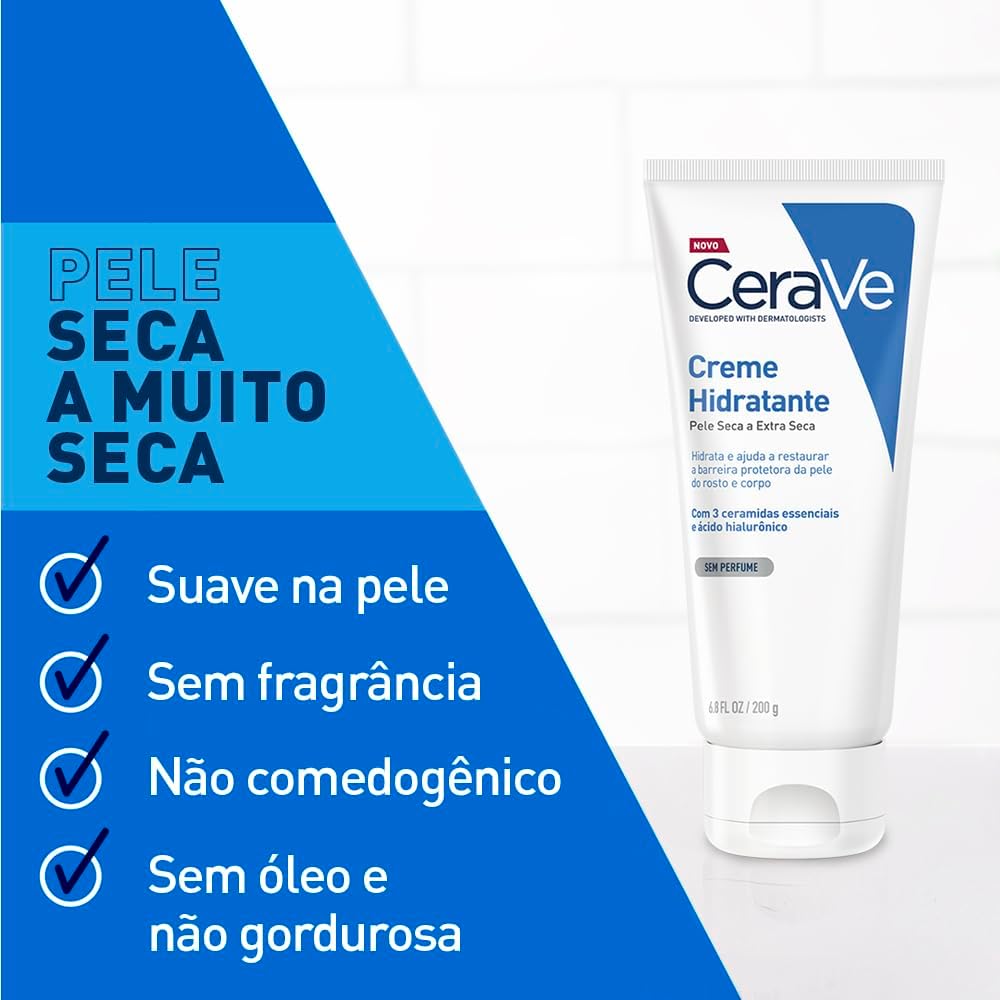 CeraVe, Creme Hidratante Corporal, com textura Cremosa e Ácido Hialurônico 200g - Image 5