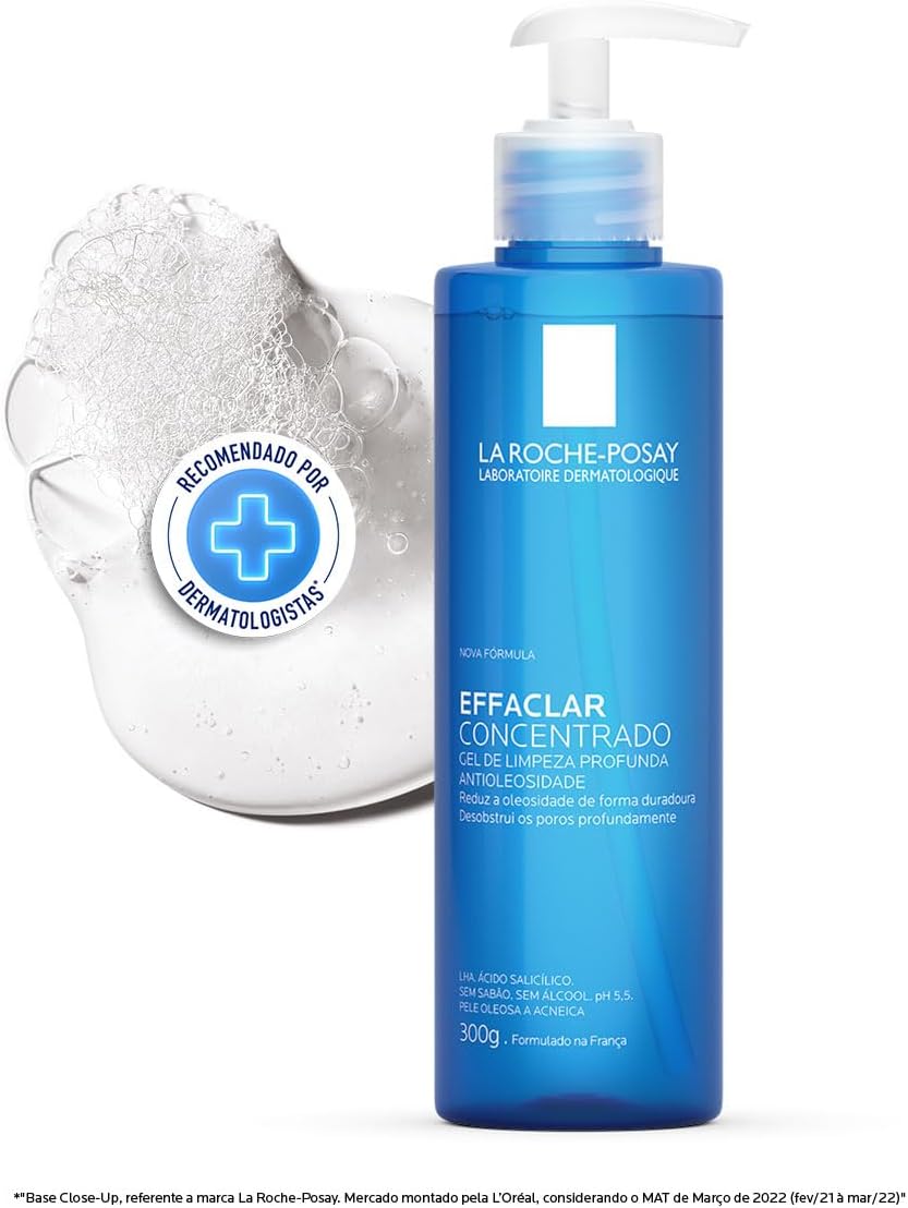 La Roche-Posay Effaclar Gel de Limpeza Facial Antiacne Concentrado com Ácido Salicílico, Zinco e LHA, 300ml