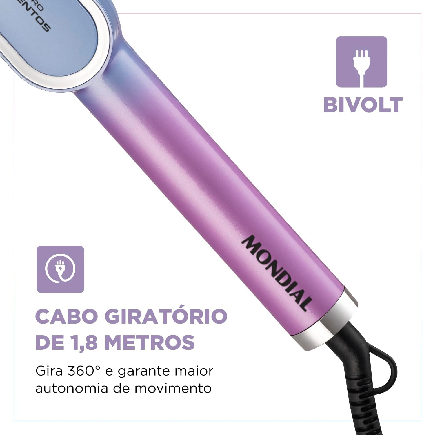 Escova Alisadora By Juliette, Mondial, Azul/Rosa, 36W, Bivolt - EA-JU-03 - Image 8