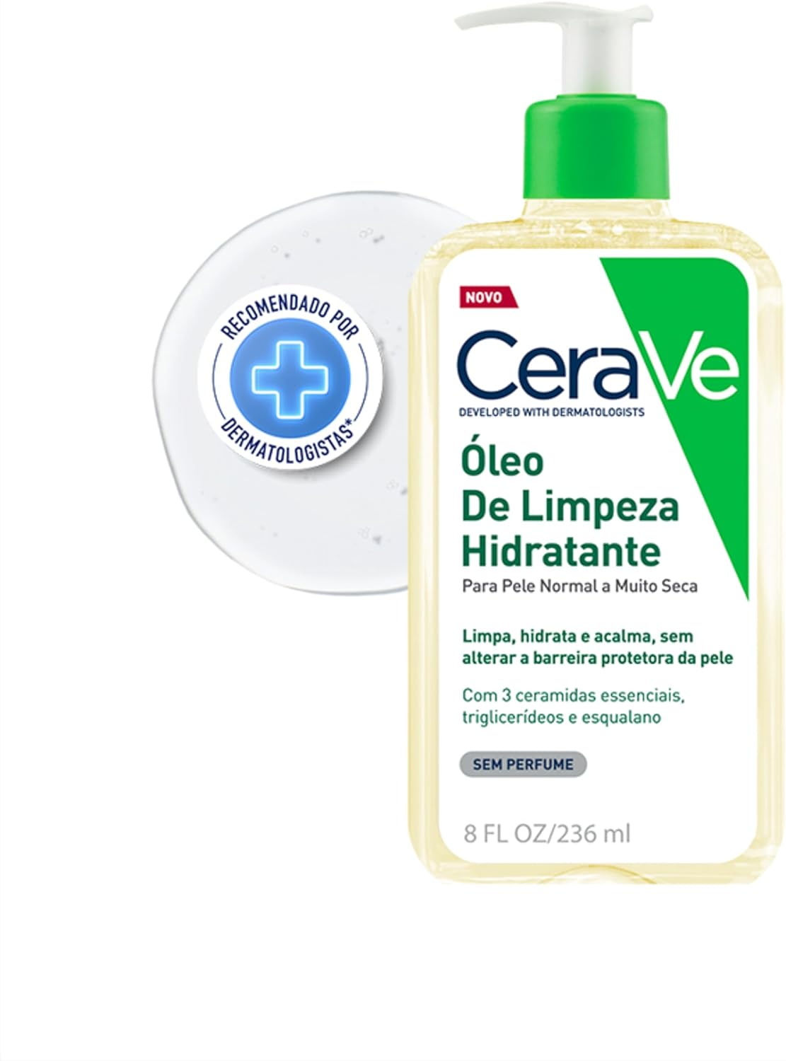 CeraVe, Óleo de Limpeza Hidratante, com triglicerídeo e esqualeno 236ml