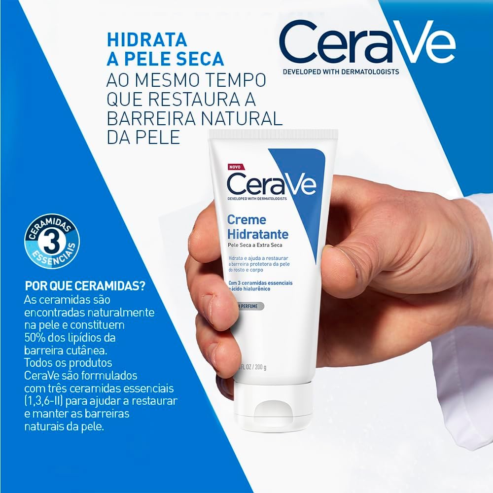 CeraVe, Creme Hidratante Corporal, com textura Cremosa e Ácido Hialurônico 200g - Image 4