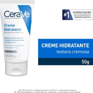 CeraVe, Creme Hidratante Corporal, com textura Cremosa e Ácido Hialurônico 50g