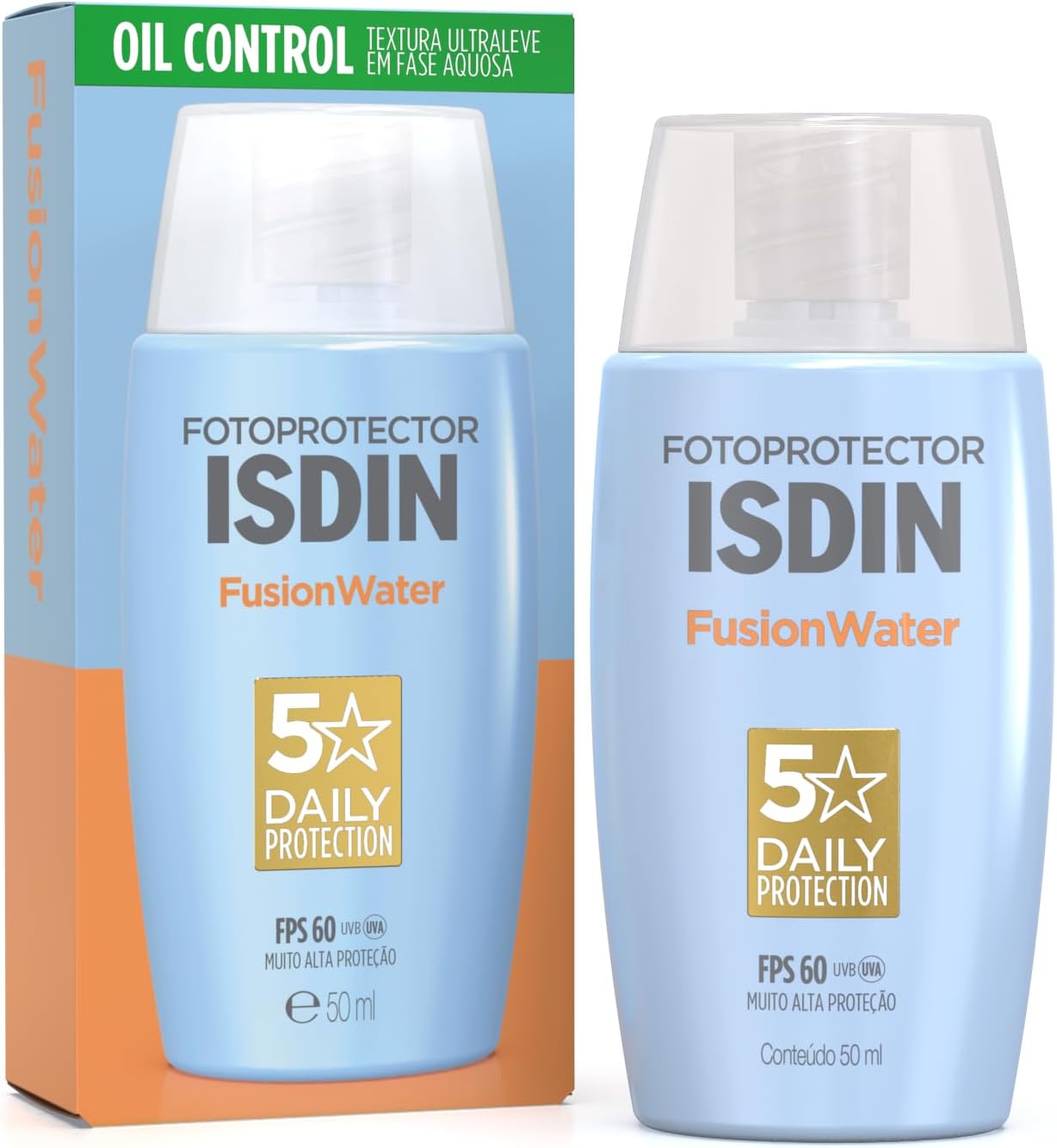 ISDIN Protetor Solar Facial Fusion Water 5 Stars Sem Cor FPS 60-50ml - Image 2