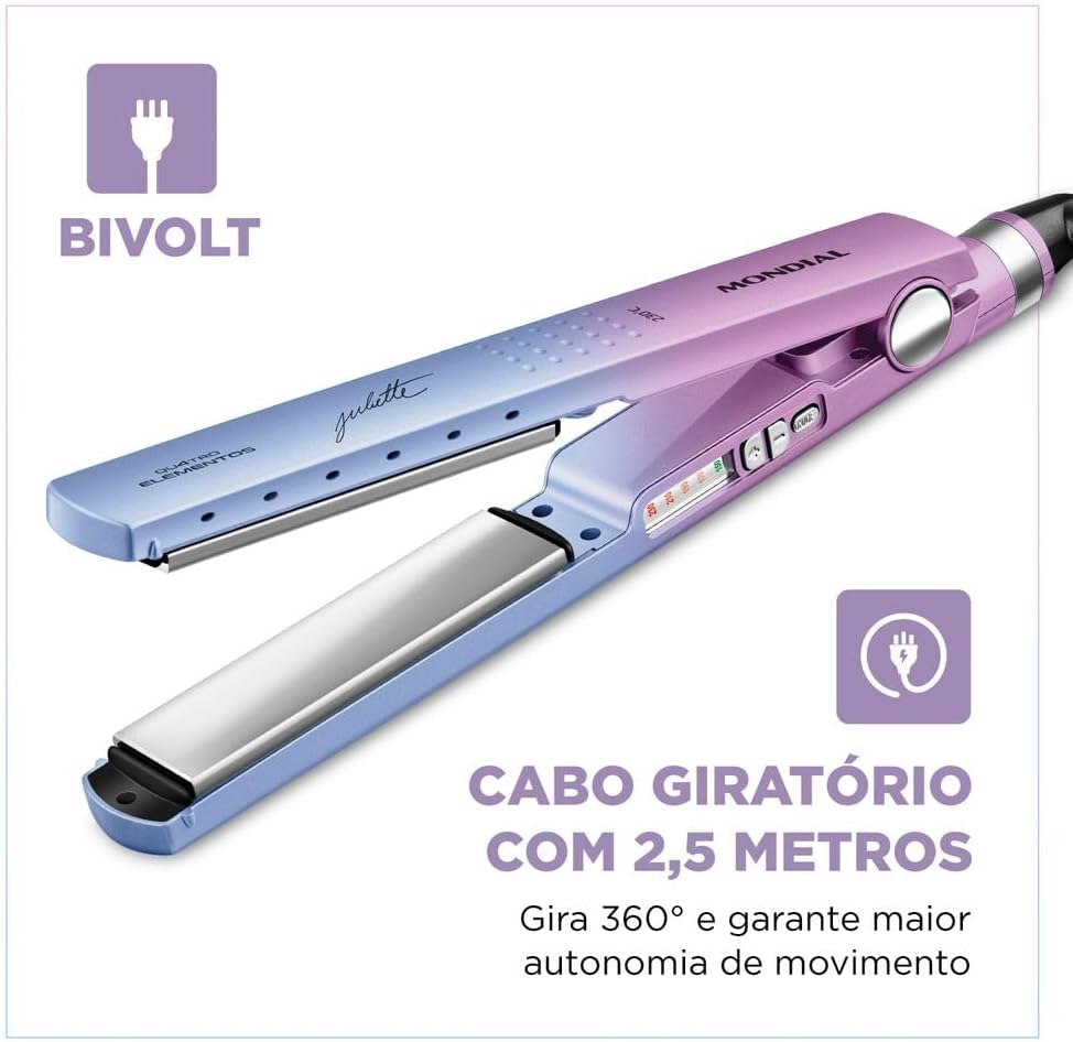 Prancha Alisadora By Juliette, Mondial, Azul/Rosa, 60W, Bivolt - P-JU-03 - Image 6