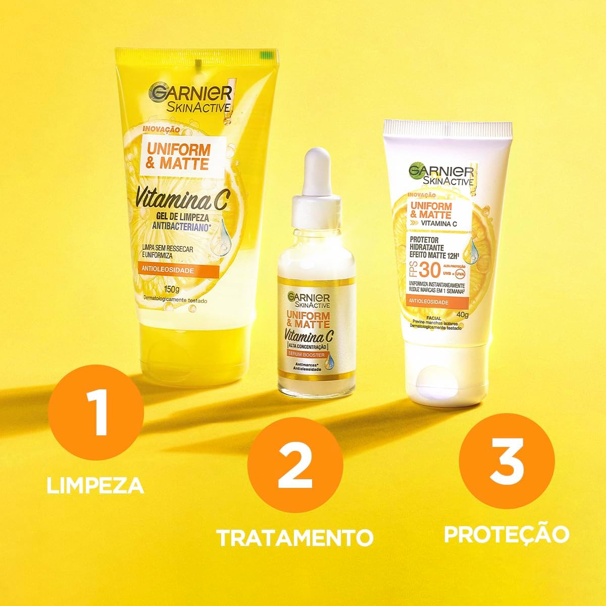 Gel de Limpeza Facial Antibacteriano Garnier Uniform & Matte Vitamina C, 150ml - Image 3