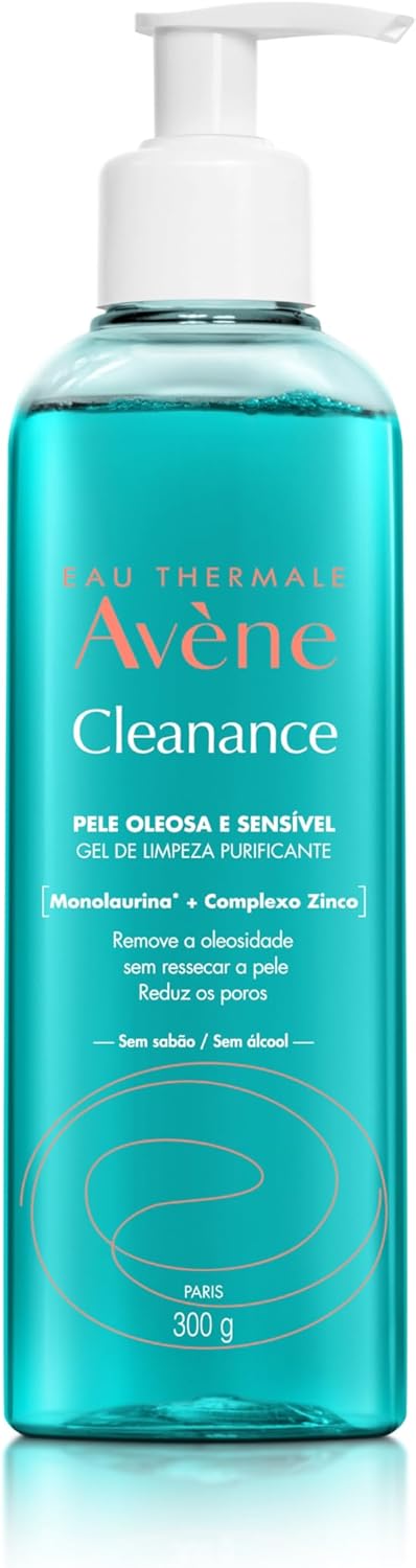 Avène Cleanance Gel de Limpeza Facial, Purificante com Monolaurina™, Zinco e Água Termal Avène, 300g