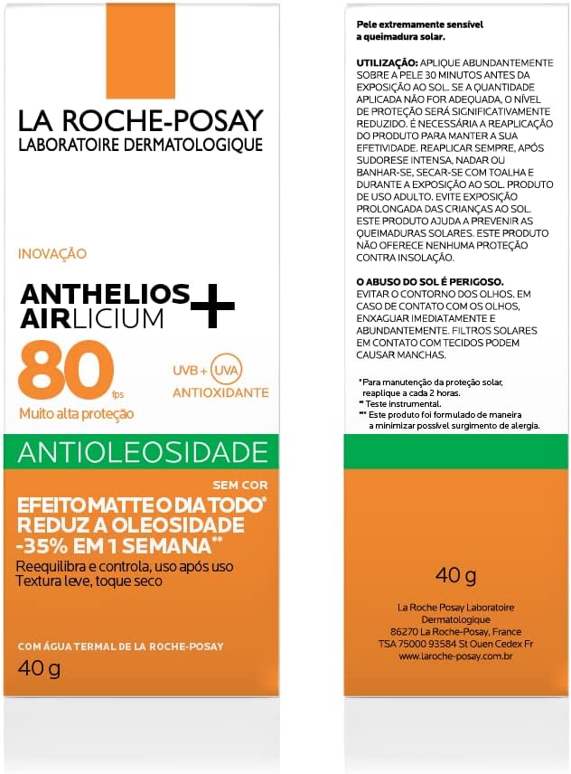 La Roche-Posay Anthelios Airlicium, Protetor Solar Facial Antioleosidade FPS80 40g - Image 10