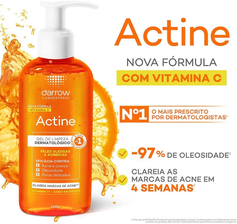 Darrow Actine Gel de Limpeza Facial com Ácido Salicílico, Vitamina C e Lactato de Mentila, 300g - refil - Image 3