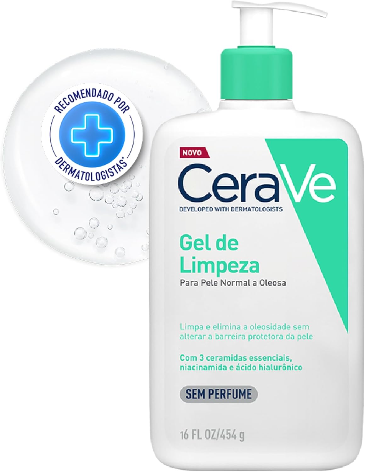 CeraVe, Gel de Limpeza Facial para pele oleosa, com Ácido Hialurônico e Niacinamida, 454g - Image 2