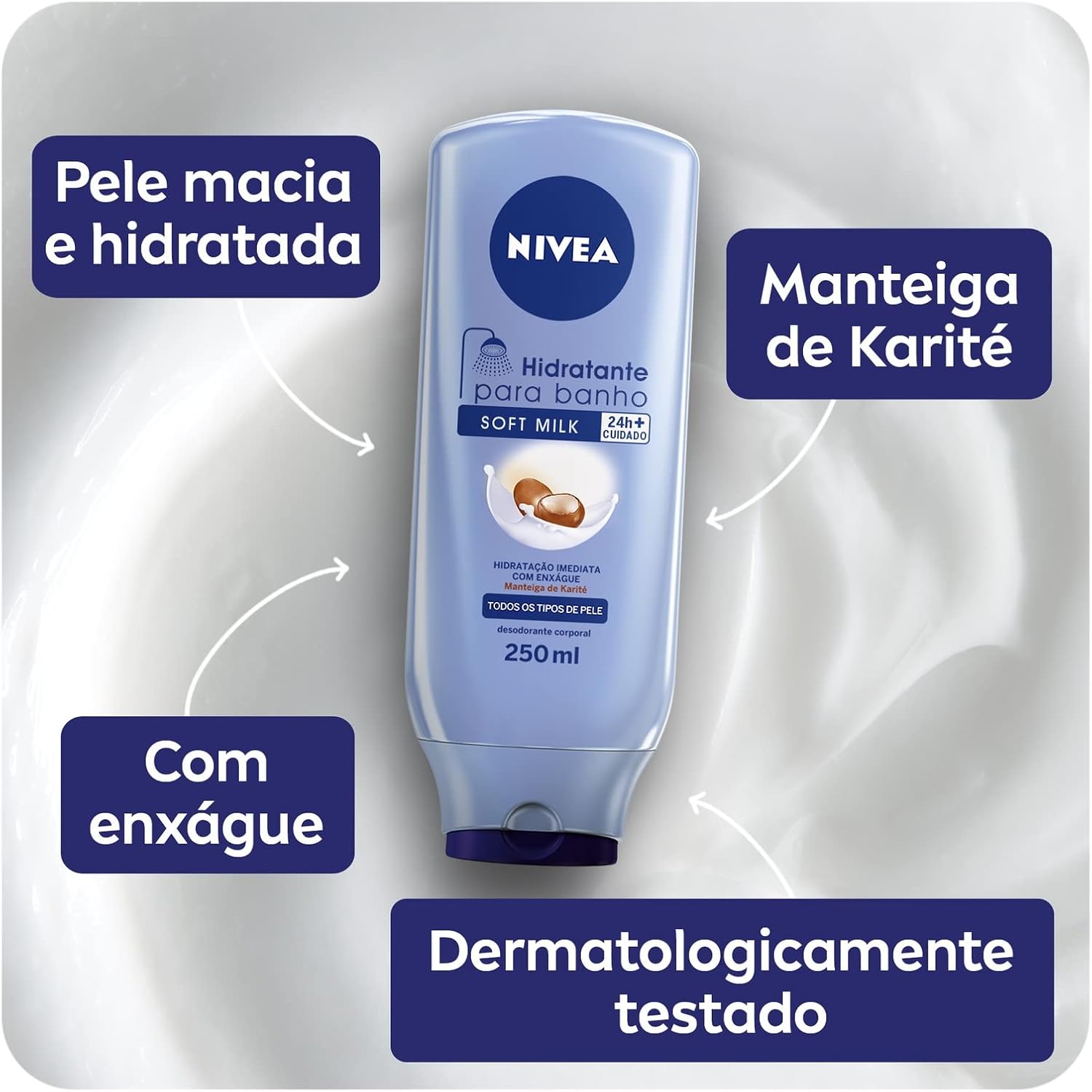 NIVEA Hidratante para Banho Milk 250ml - Image 3