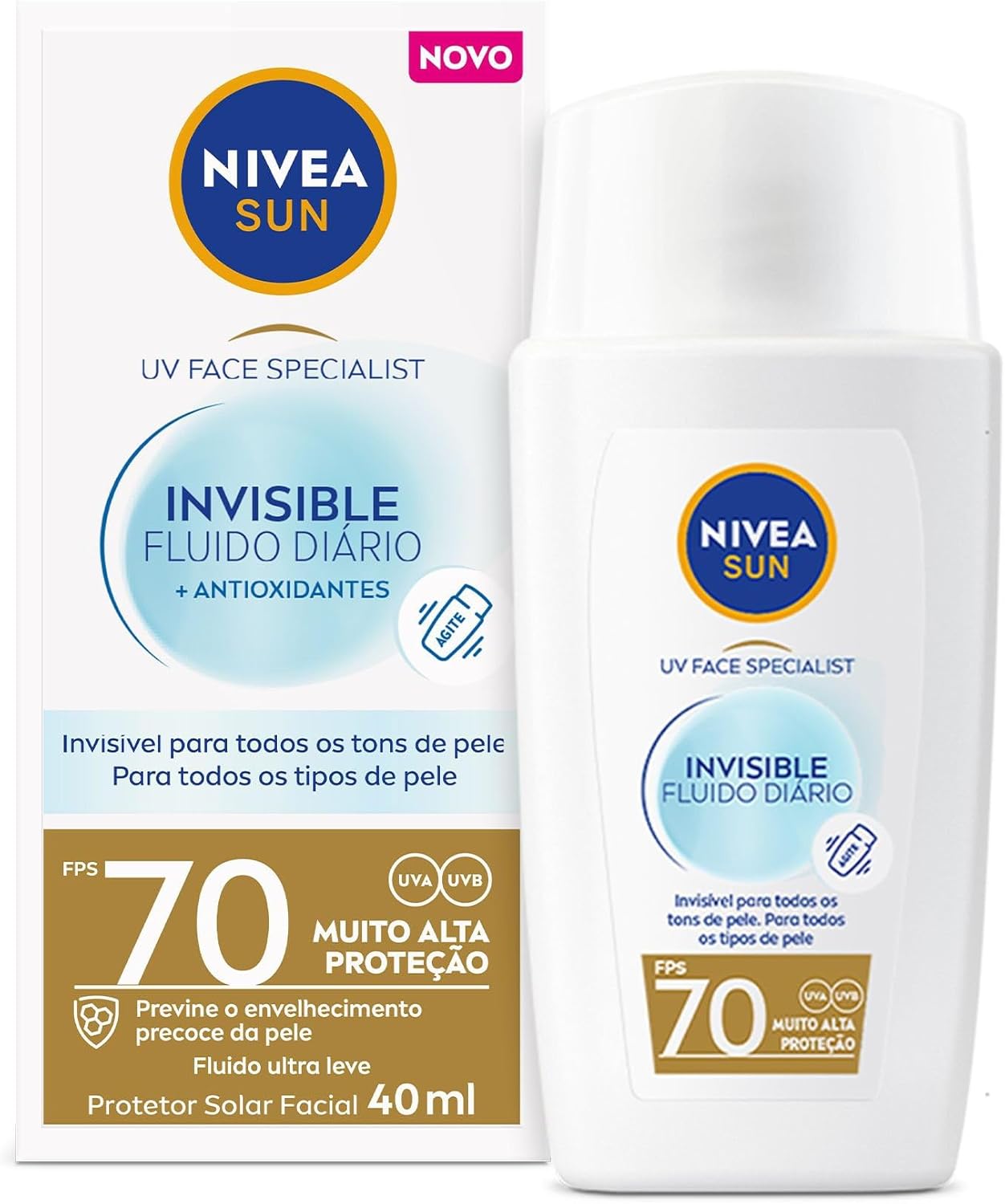 NIVEA SUN Protetor Solar Facial Fluido UV Face Specialist Invisible FPS 70 40ml - Image 2