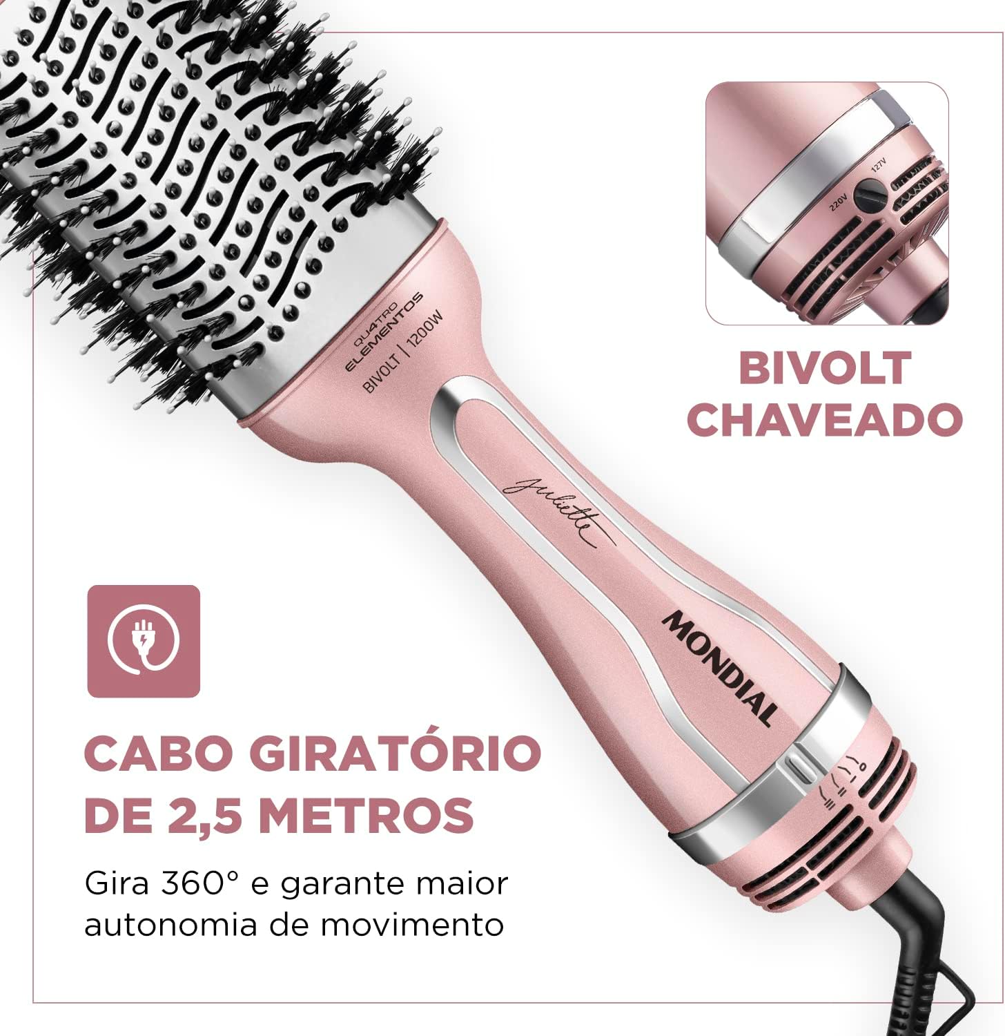 MONDIAL Escova Secadora Mondial Golden Rose 1200W Bivolt - Es-Ju-01 - Image 6