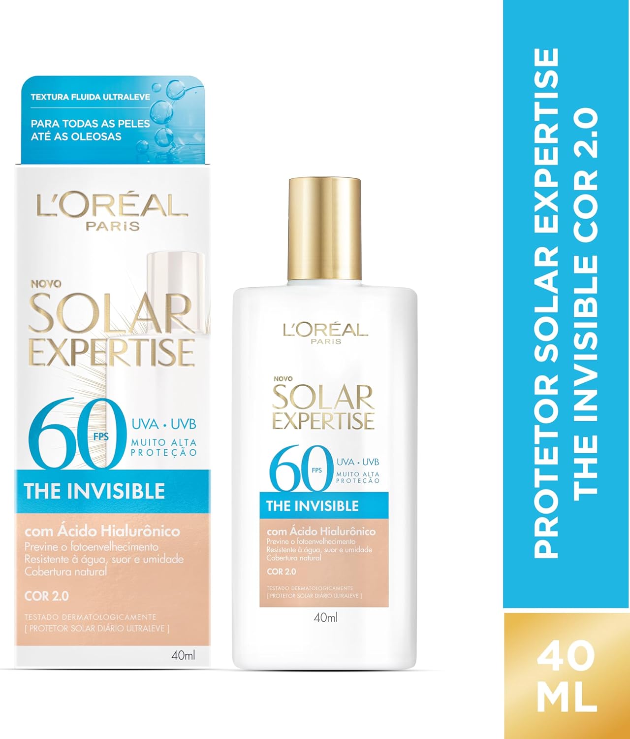 L'Oréal Paris Solar Expertise, Protetor Solar Facial The Invisible Fluido FPS60, 40g - Image 2