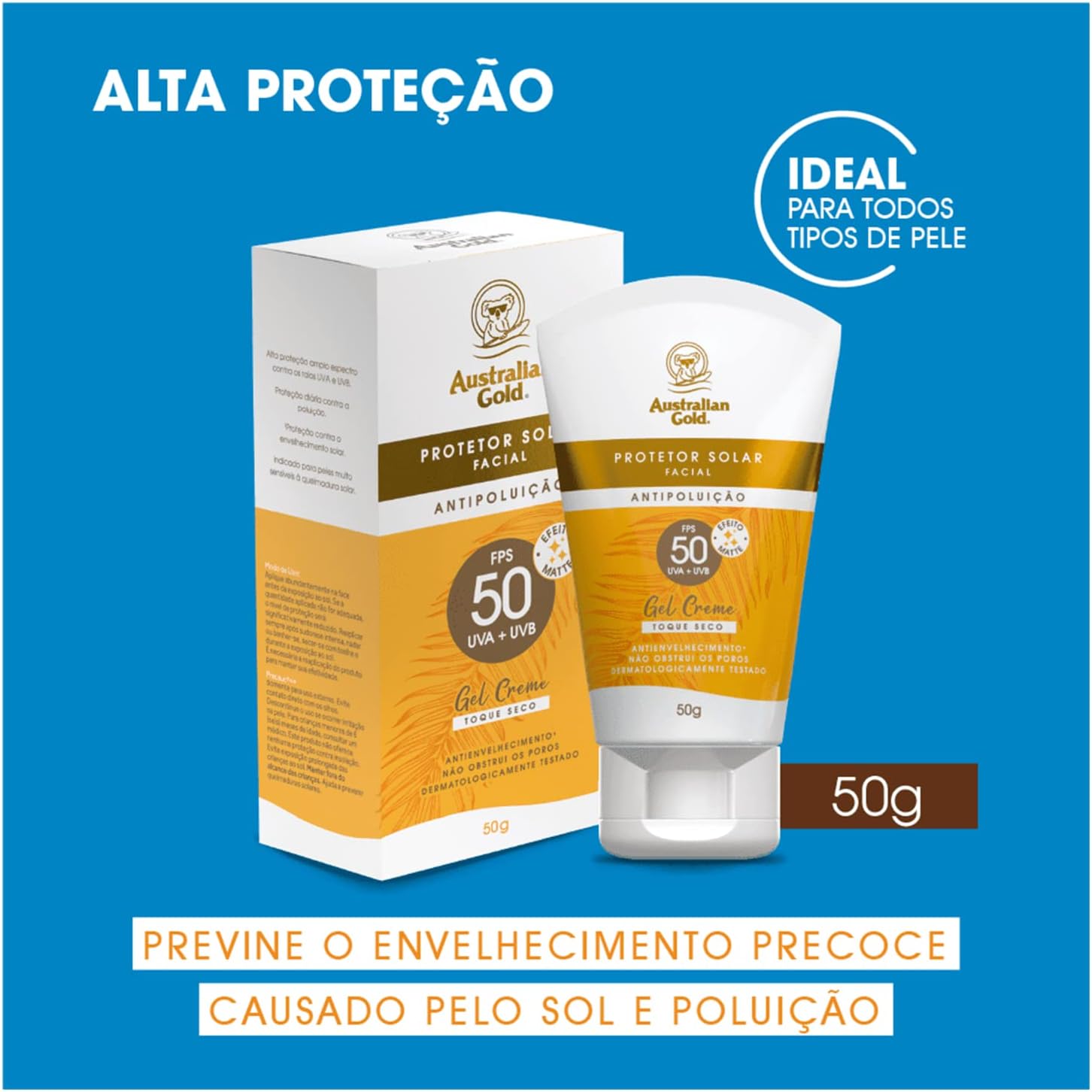 Australian Gold Protetor Solar Facial Gel Creme Fps 50 50Gr, Australian Gold - Image 4
