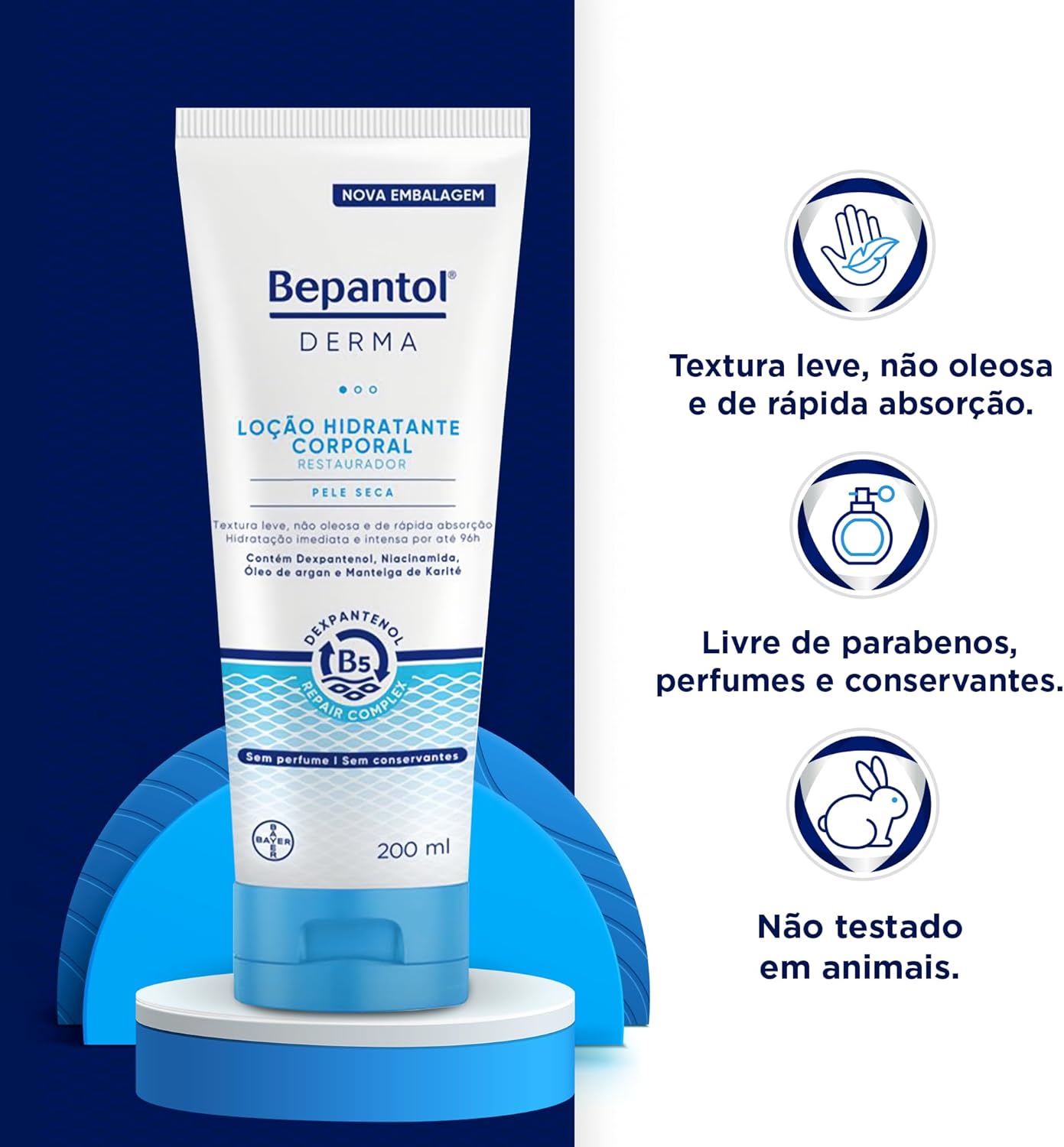 Bepantol Derma Hidratante Corporal, Restaurador para Pele Seca, 200ml - Image 3