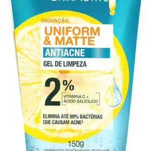 Garnier Uniform & Matte, Gel de Limpeza Facial com Ácido Salicílico e Vitamina C, 150g