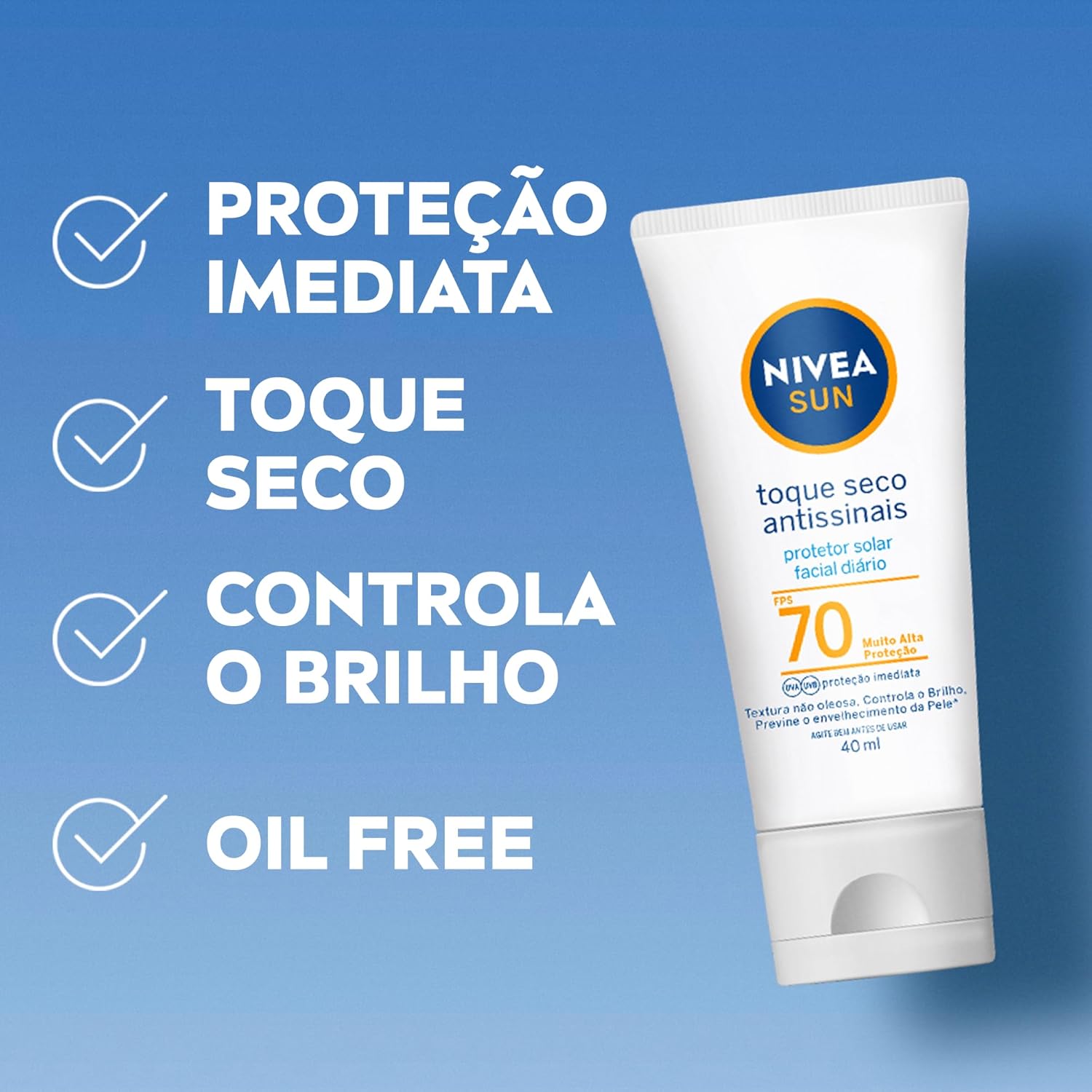NIVEA SUN Protetor Solar Facial Toque Seco Antissinais FPS 70 40ml - Image 4
