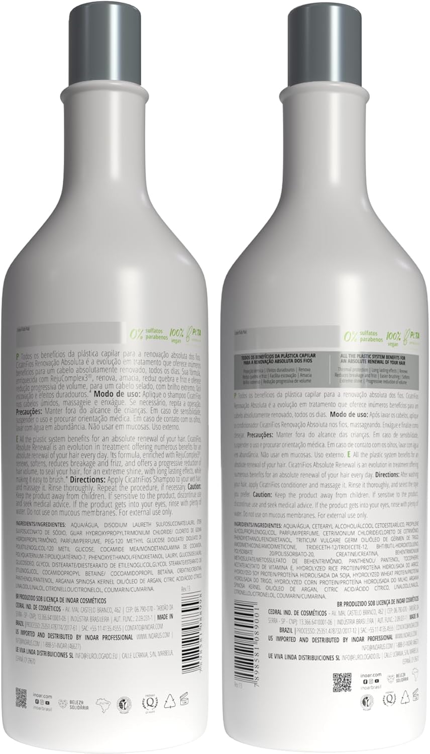 Inoar, Kit CicatriFios Plástica Capilar – Shampoo e Condicionador 2x1L - Image 3
