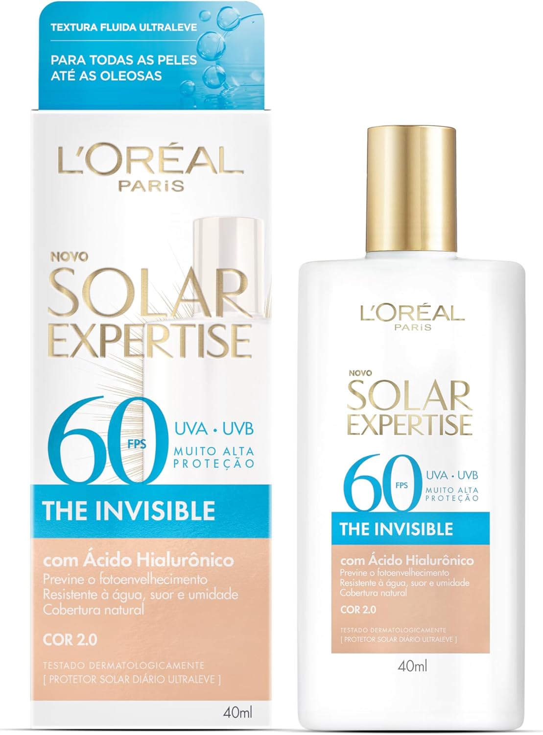 L'Oréal Paris Solar Expertise, Protetor Solar Facial The Invisible Fluido FPS60, 40g