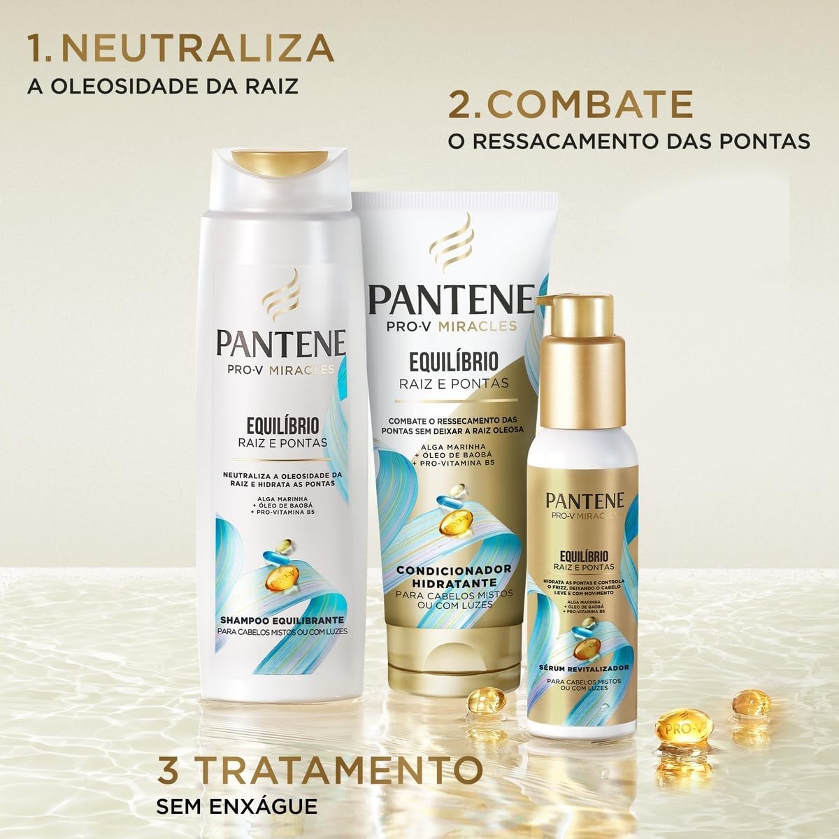 Pantene Kit PRO-V Miracles Equilíbrio Raiz e Pontas com Shampoo 300 ml, Condicionador Hidratante 250 ml, e o Sérum 95 ml - Image 3