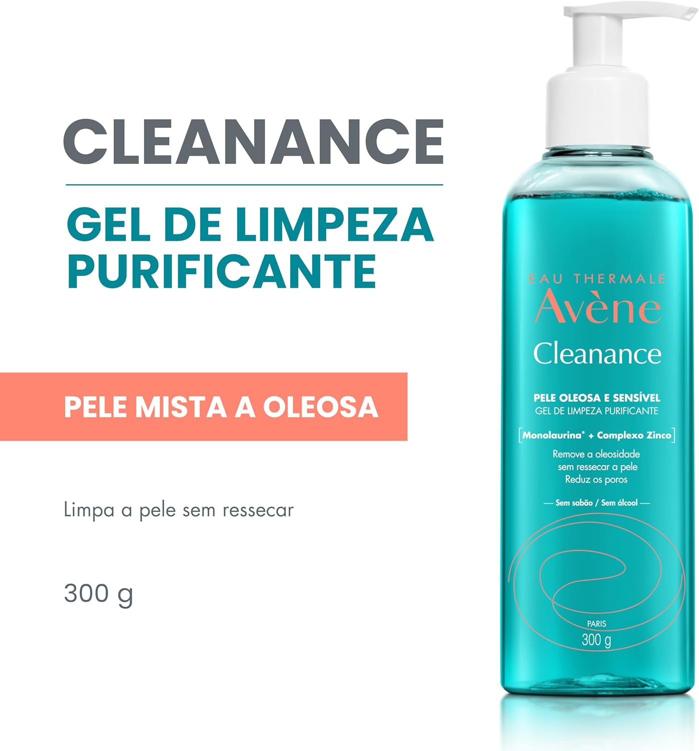 Avène Cleanance Gel de Limpeza Facial, Purificante com Monolaurina™, Zinco e Água Termal Avène, 300g - Image 3