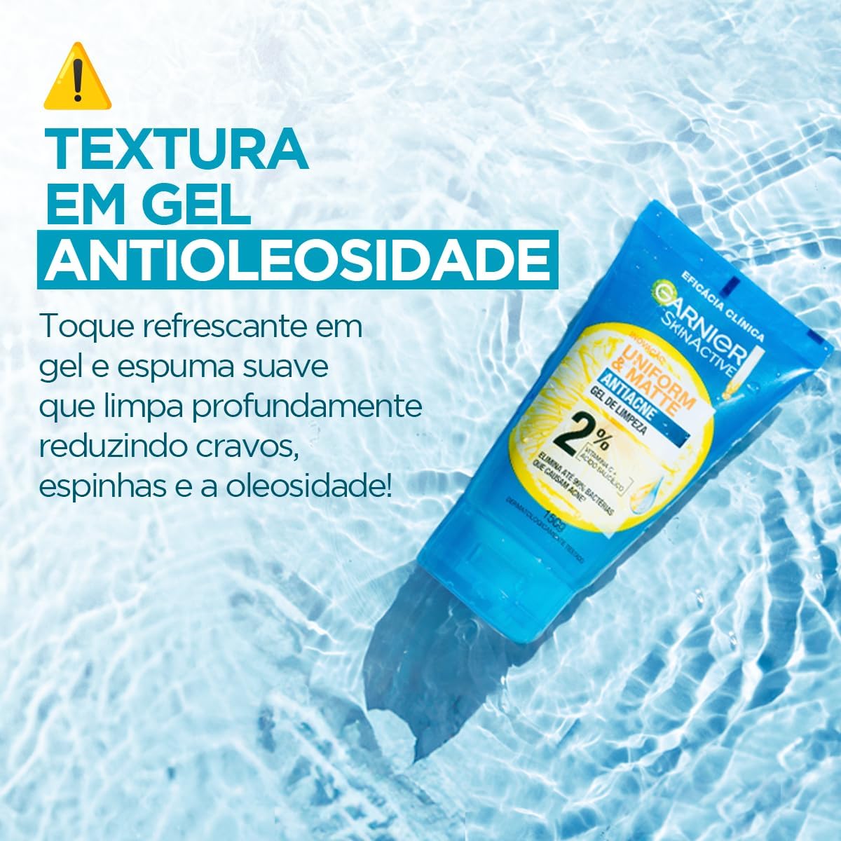 Garnier Uniform & Matte, Gel de Limpeza Facial com Ácido Salicílico e Vitamina C, 150g - Image 8