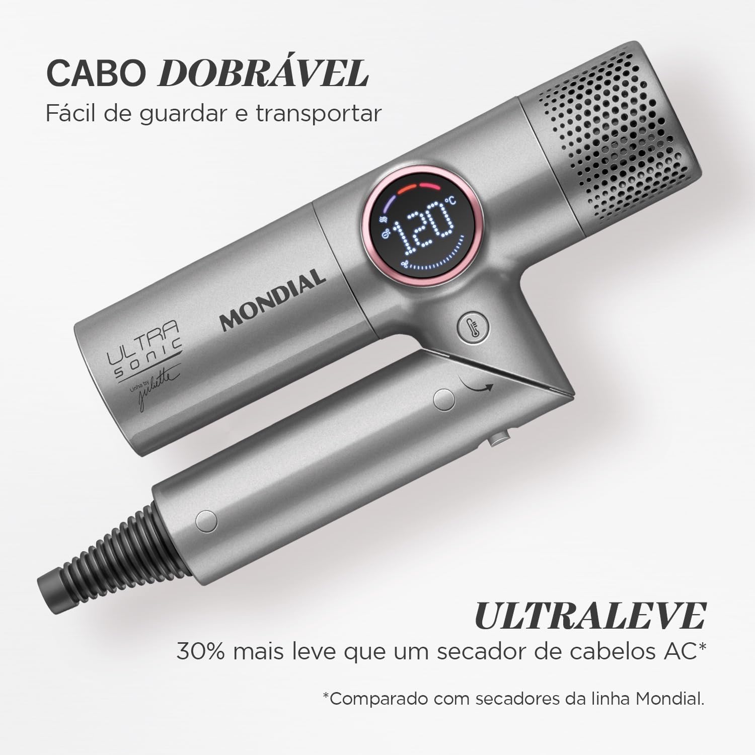 Secador Mondial Ultra Sonic By Juliette BLDC com Cabo Dobrável 127V - SCP-JU-04-US - Image 4