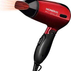 Secador Mondial, Max Travel, Bivolt, Preto/Vermelho, 1200W - SC-10