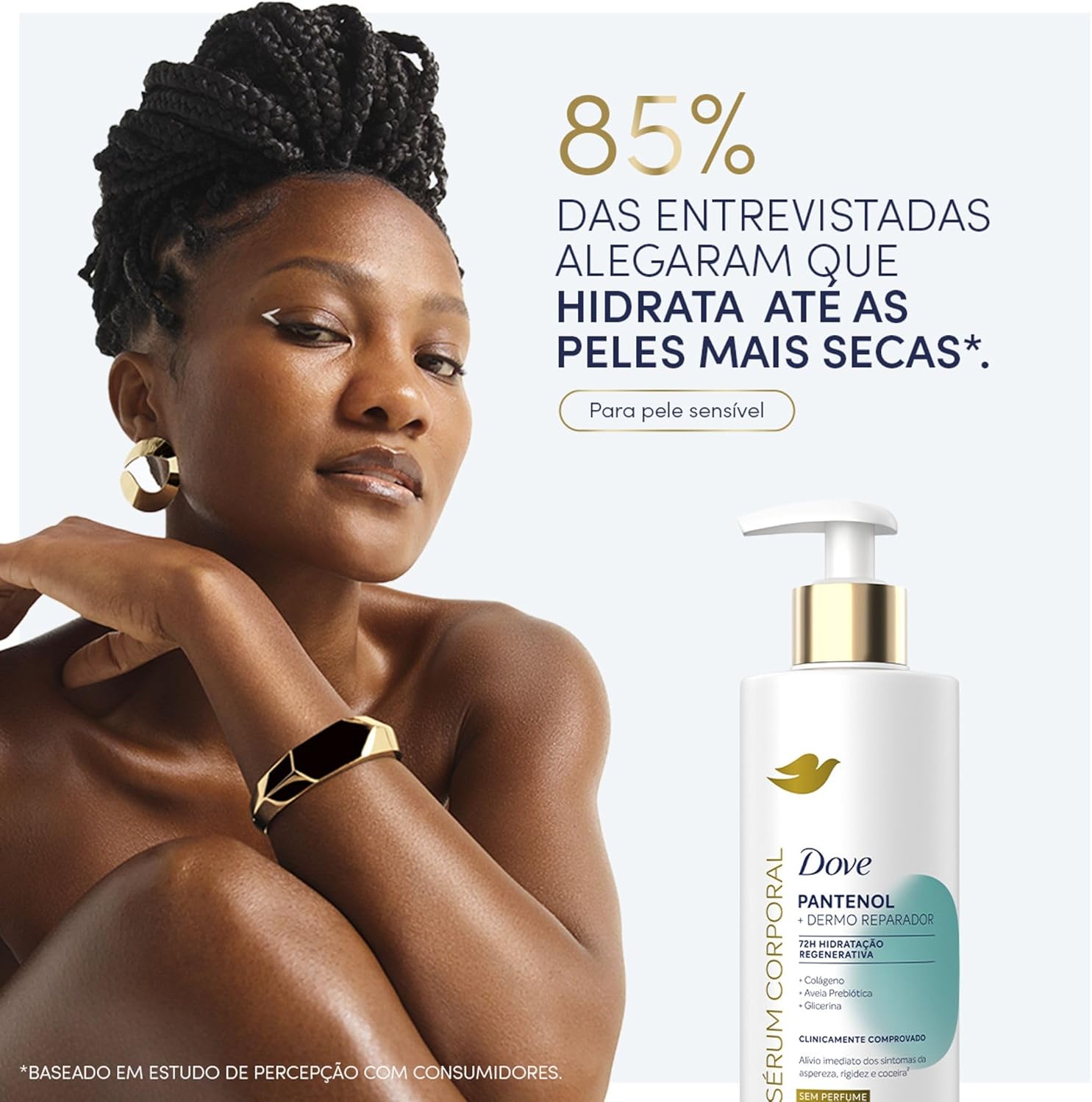 Dove Sérum Hidratante Corporal sem Perfume Pantenol + Dermo Reparador 380ml - Image 3