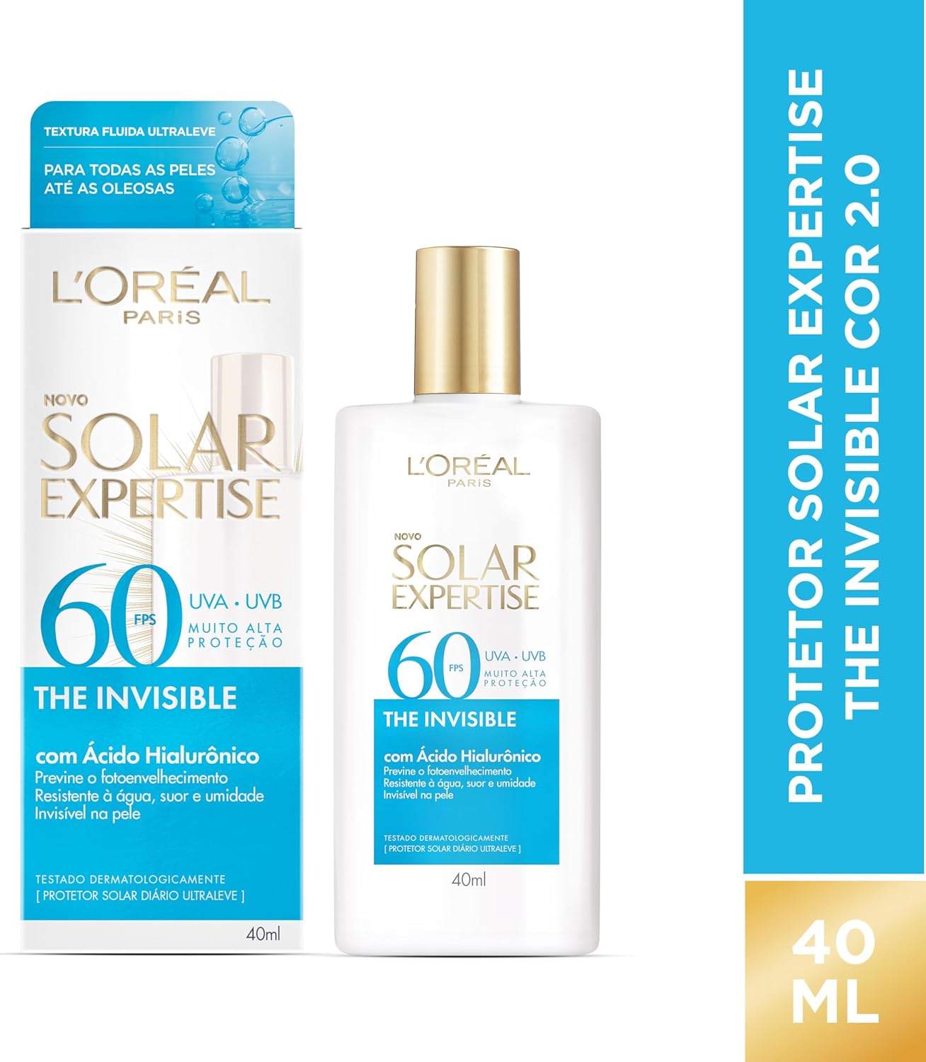 L'Oréal Paris Solar Expertise, Protetor Solar Facial The Invisible Fluido FPS60, 40g - Image 25